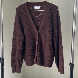 Old Navy Brown Chunky Button-Up Cardigan, Medium